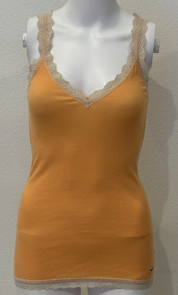 Hollister Y2K Vintage Lace Trim Babydoll Cami Tank Top Sz L Coquette Bella Swan
