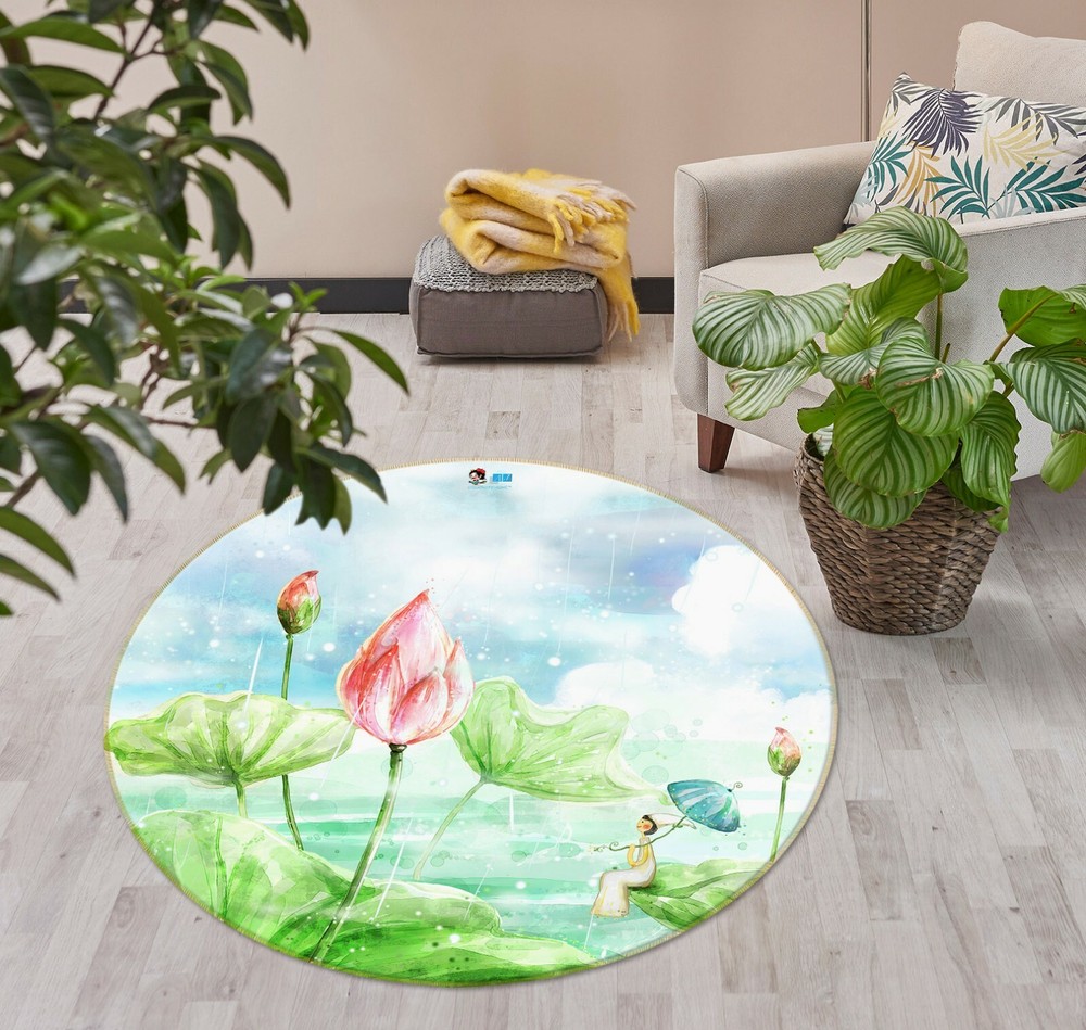 3D Hand Painted Green Lotus NAO3630 Game Rug Mat Elegant Photo Carpet Mat Fay