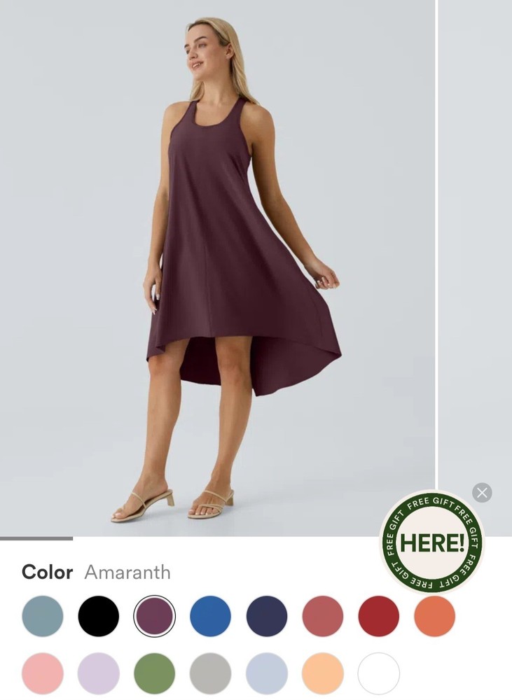 Halara Sz. M NWT Breezeful Racerback Hi-Lo Built In Bra Pocket Dress. Amaranth