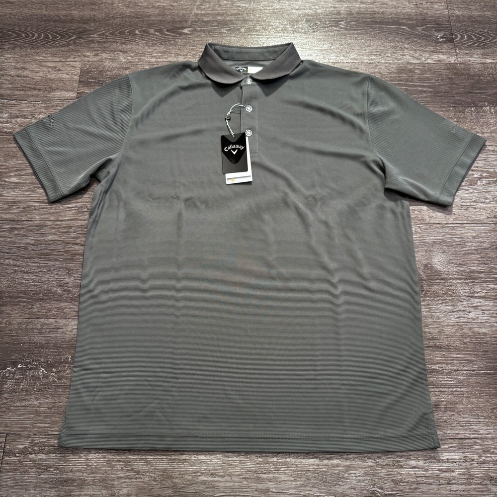 Callaway Polo Shirt Mens Large Gray Opti-Dri Performance Polyester Golfer Golf