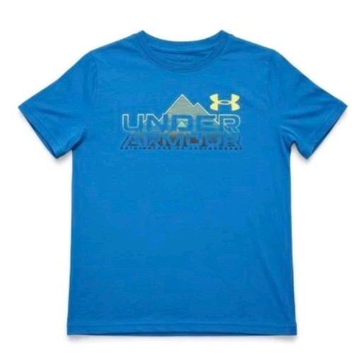 NWT! Under Armour Boy's Ether Blue Logo T Shirt! Size YS