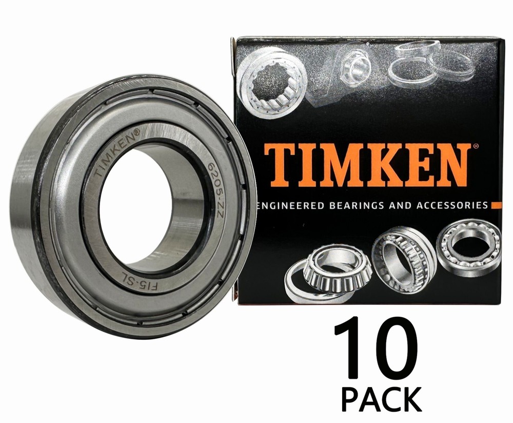 NEW (10PACK) USA TIMKEN 6205-ZZ 25X52X15MM Double Metal Seal Bearings