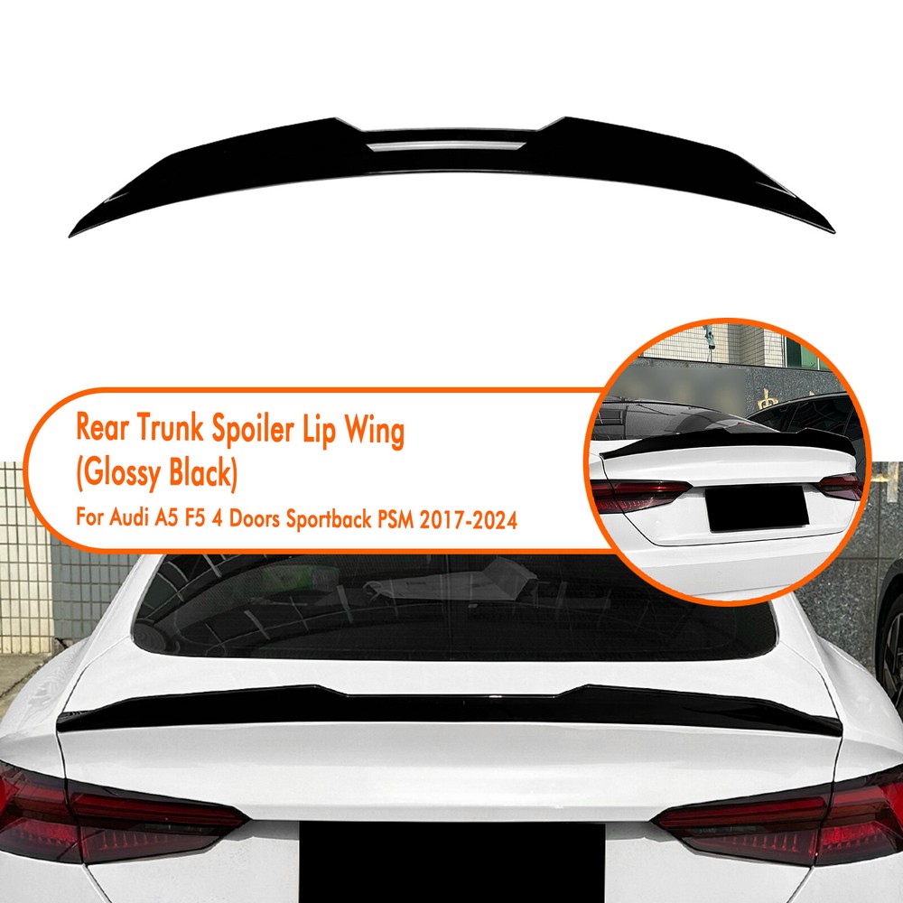 Rear Trunk Spoiler Wing Trim For Audi A5 F5 4 Door Sportback 2017-24 Gloss Black