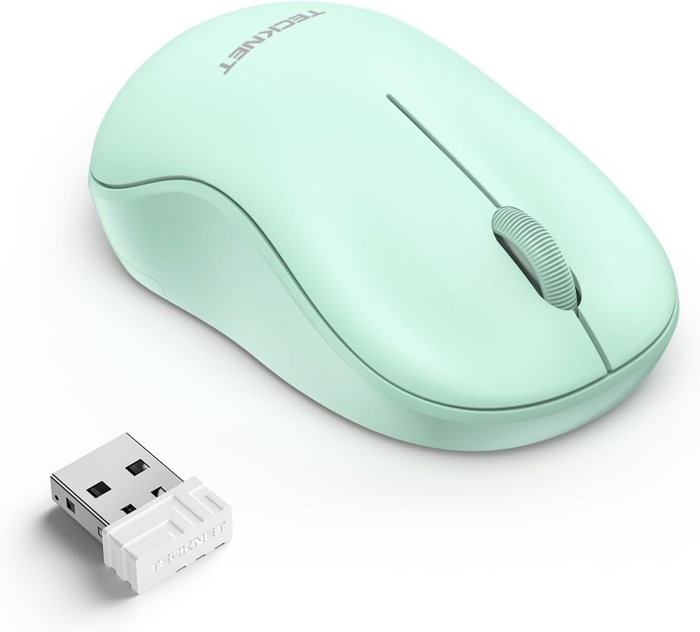 TECKNET 2.4GHz Wireless Mouse for Laptop Mini USB Small Green TK-MS006