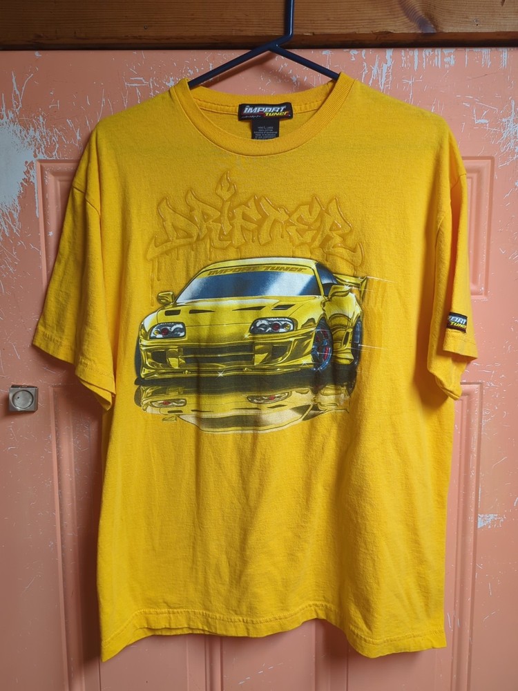 Vintage Import Tuners Drifter Yellow Toyota Supra T-Shirt Size Large