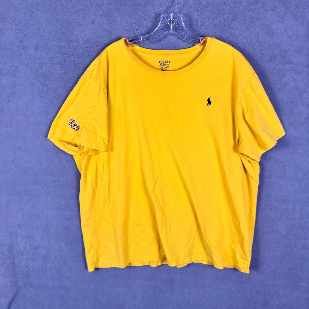 Polo Ralph Lauren T Shirt 2XL Yellow Short Sleeve UCF Knights Patch Read!