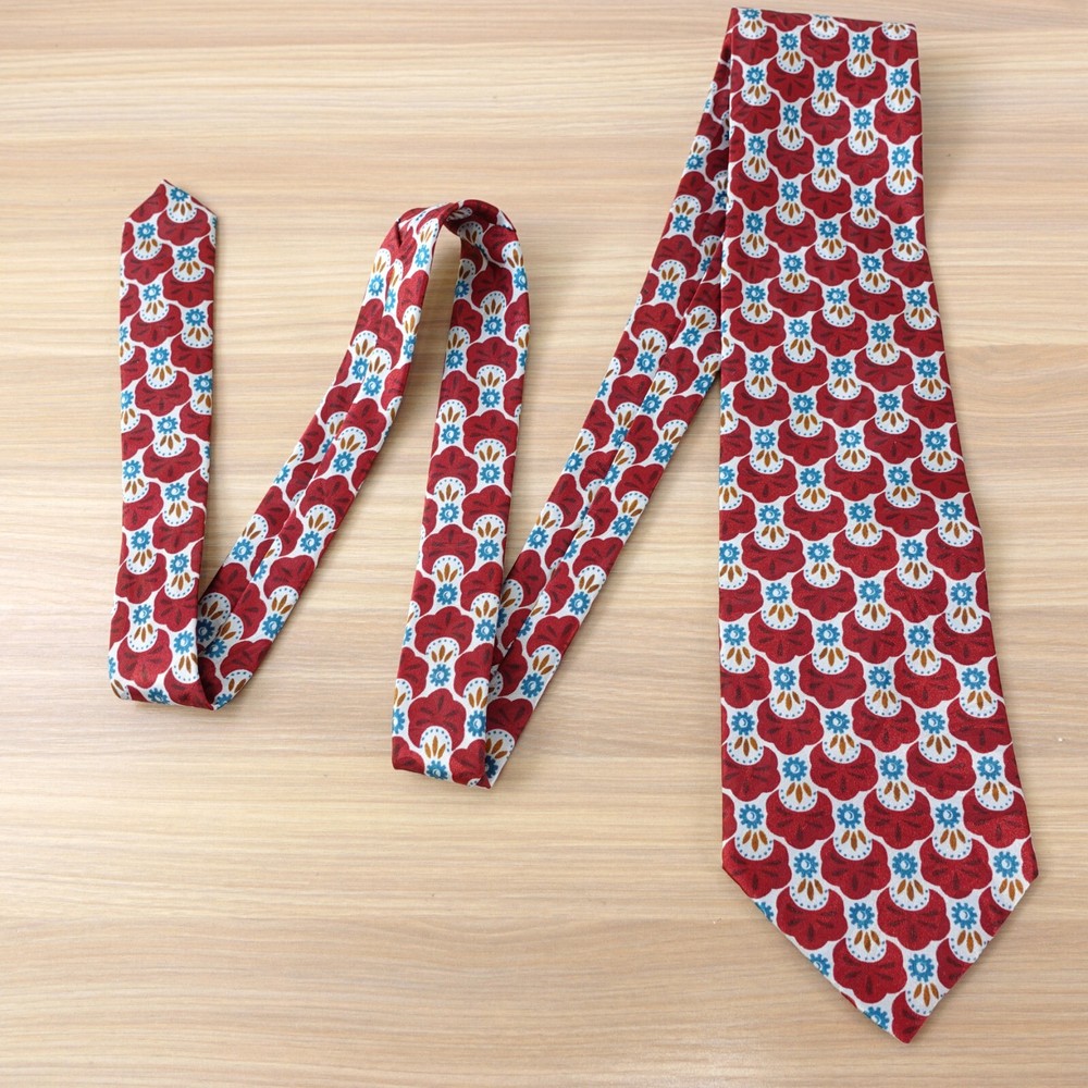 Dior Mens Red Print Necktie Classic Designer Silk Tie USA