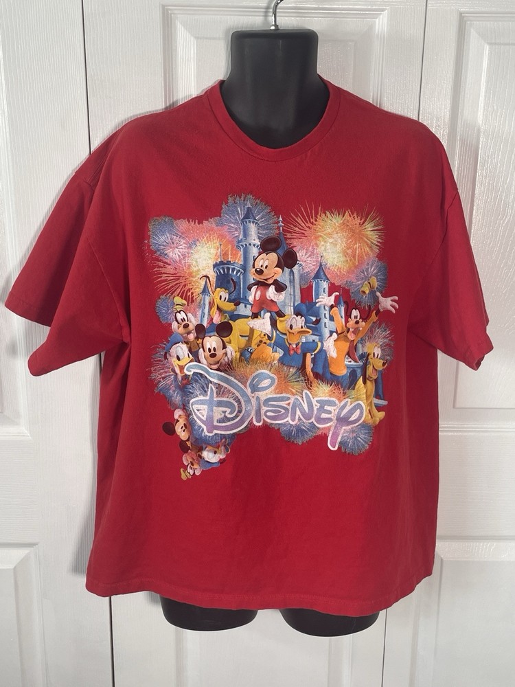 Disney Red Magic Kingdom Mickey And Friends Graphic Tee Size XXL
