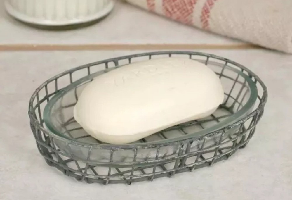 Vintage Country Oval Soap Dish with Glass Liner (soap Not Included )