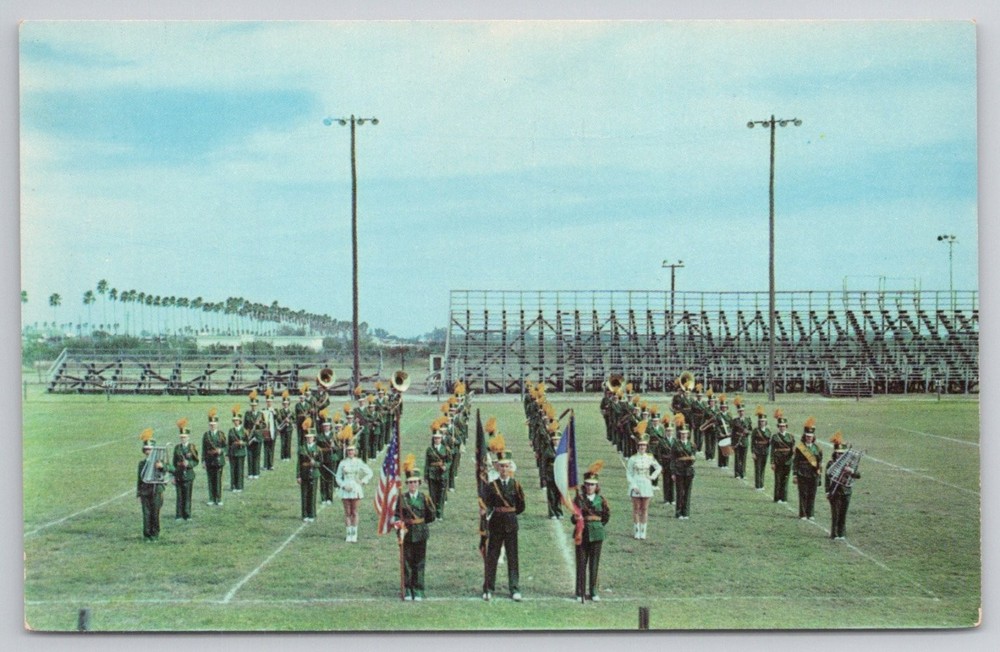 Weslaco Texas High School Marching Band DEXTONE Postcard RGV 1960s