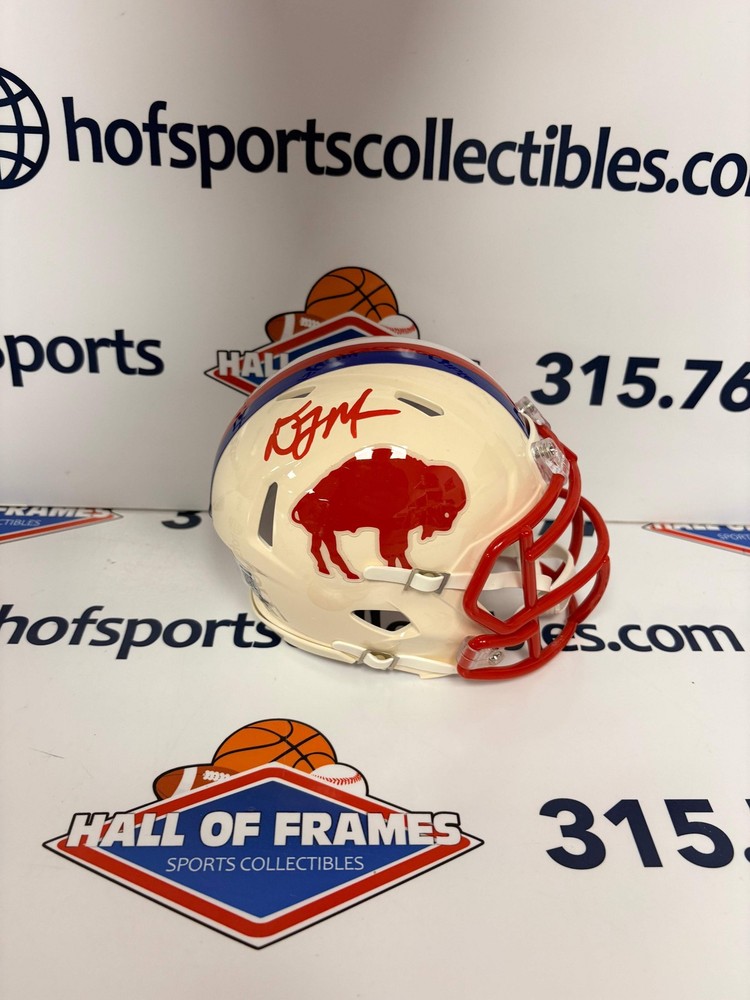 Dj Moore Signed Bills Throwback Retro Mini Helmet - Beckett Coa