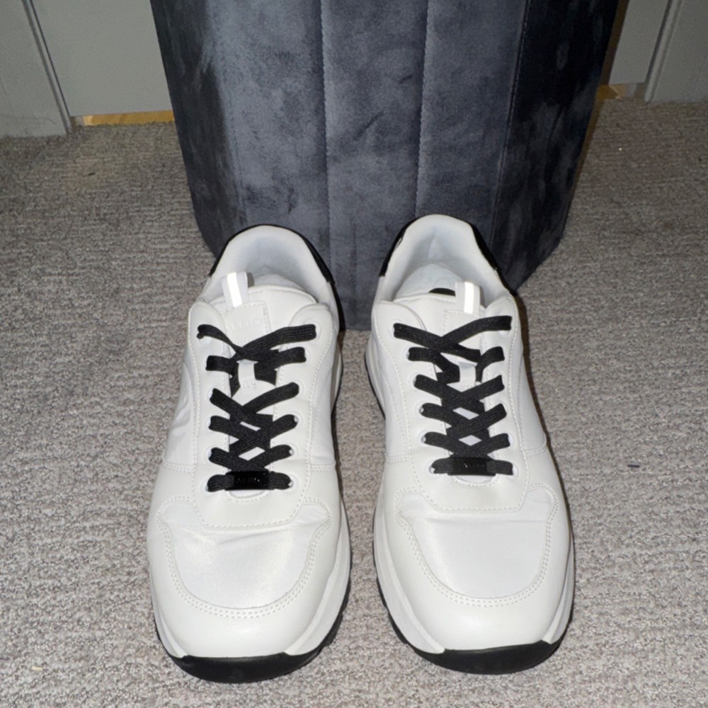 ALDO White Black Men's Sneaker Low Top Lace Up Athletic Solid US 12