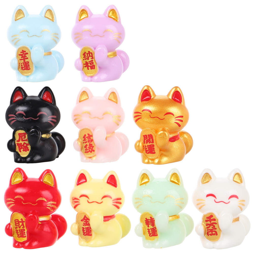 9 Pcs Landscape Ornament Kitten Statue Funny Cat Interactive Toy
