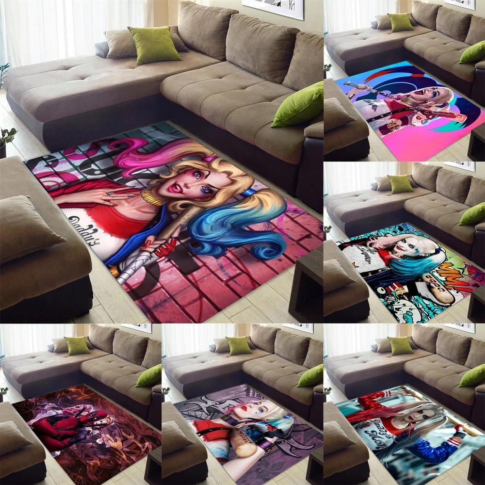 Harley Quinn Area Rug Living Room Anti-Slip Carpet Flannel Floor Mat Home Decor