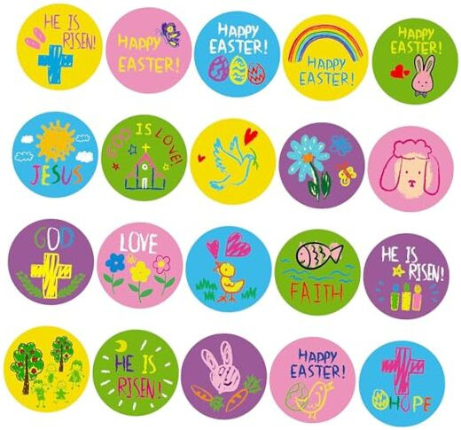 Haooryx Easter Self Adhesive Stickers - 600PCS Religious Bible Kid Cartoon