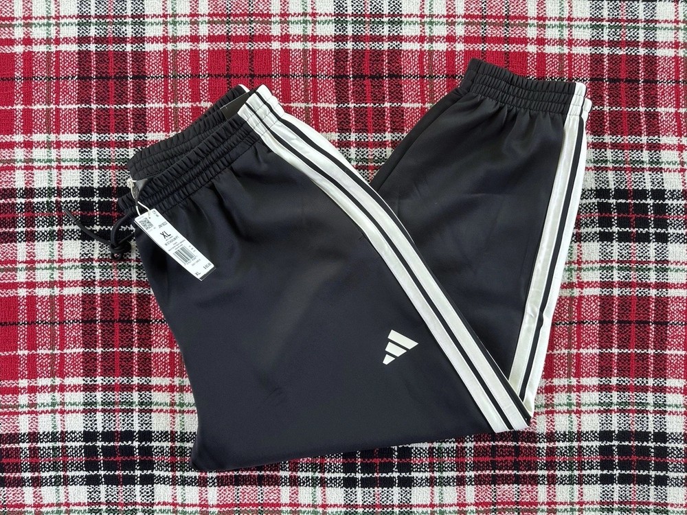 Adidas Men's Stadium Regular-Fit Drawstring Pants Black/Off White, size XL NWT