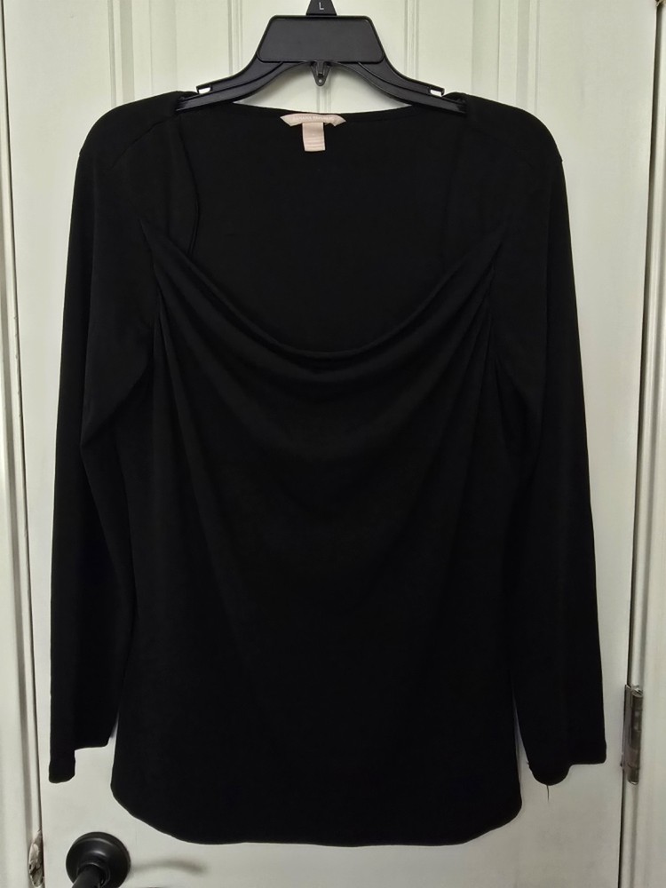 Banana Republic Women's Black Cowl Neck Long Sleeve Blouse, Size L