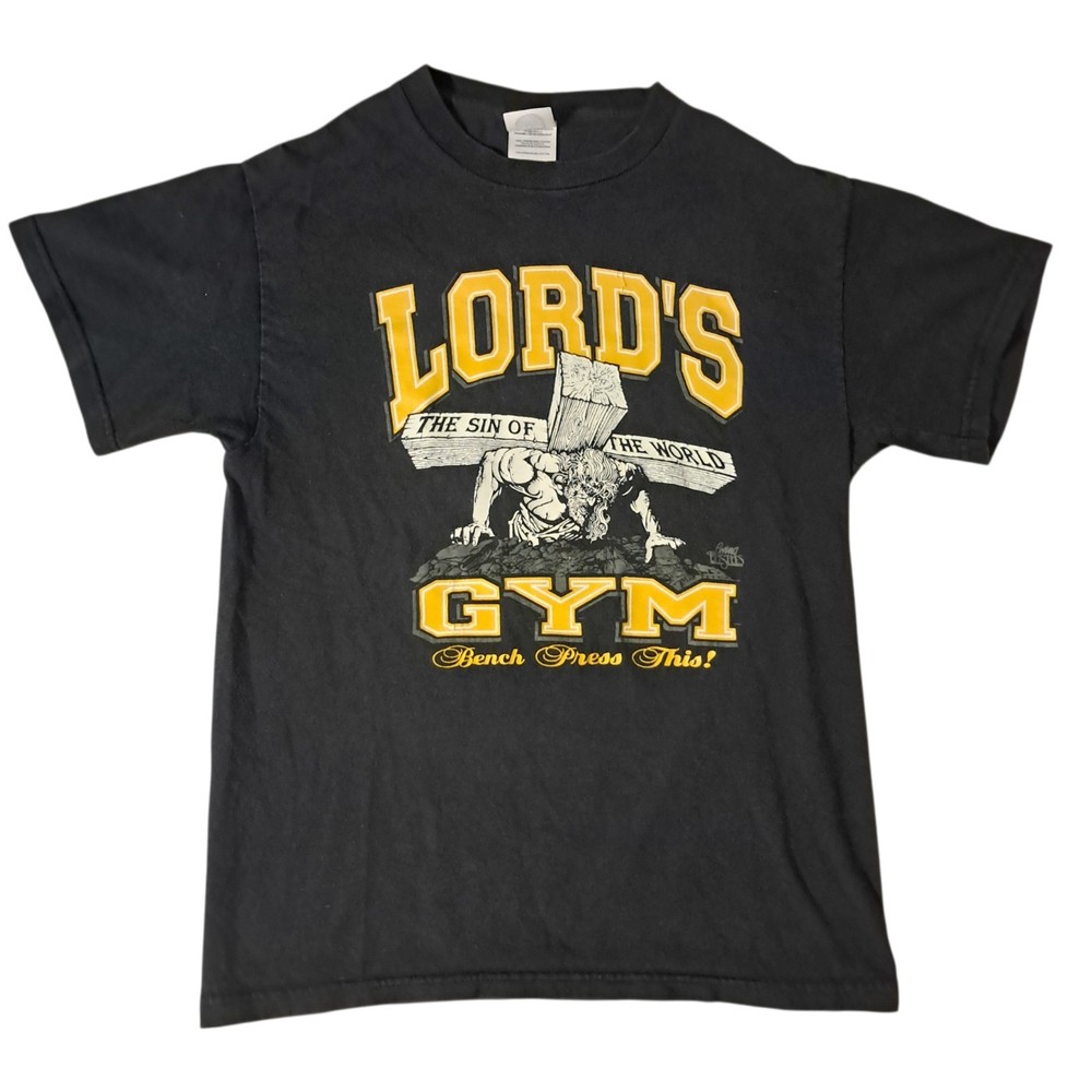 Vintage 1990 Lord’s Gym “His Pain Your Gain” Faded Graphic Tee Christian Rare S