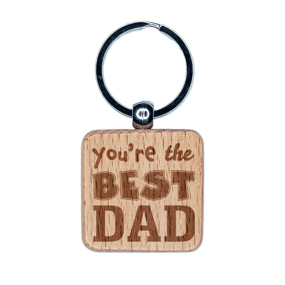 Best Dad Engraved Wooden Keychain for Father's Day
