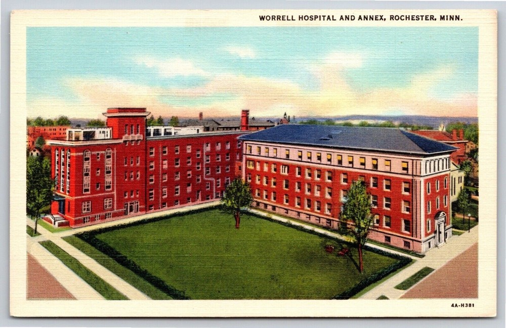 Rochester Minnesota~Worrell Hospital And Annex~Vintage Linen Postcard