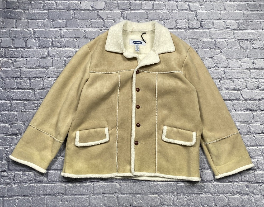 Old Navy Shearling Sherpa Collar Jacket Women’s Size XXL Beige Western Boho Y2K