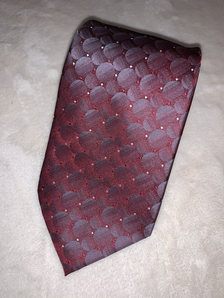 John Ashford Burgundy Circle Two Tone Necktie Tie 59”x3.5”