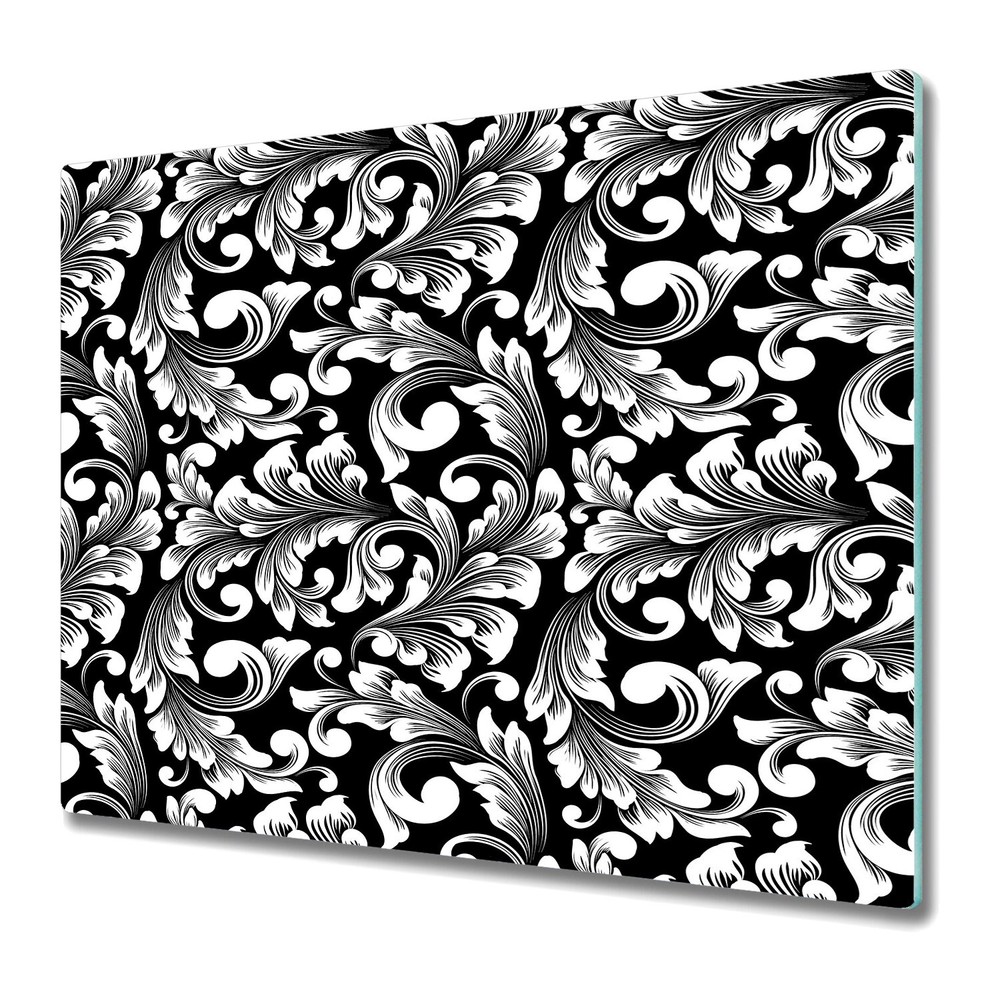 Glass Chopping Board Classical luxury old fashioned black & white 60x52