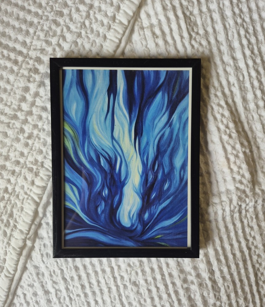 Inferno Original Blue Abstract Art Print Framed And Signed By Artist
