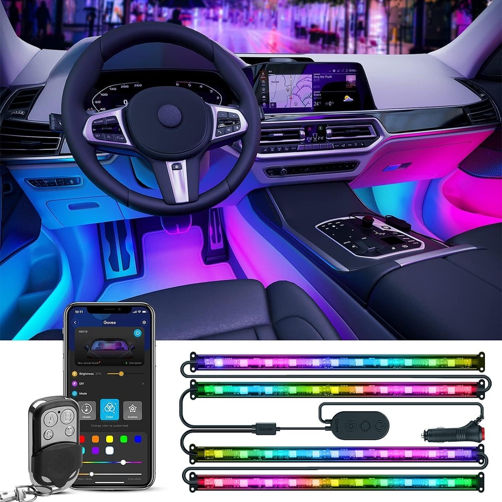 Smart RGBIC Car Lights with App Control & Music Sync