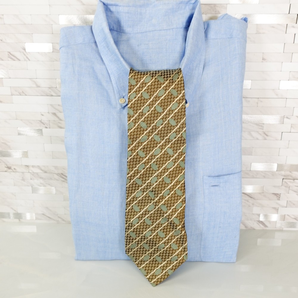 Adam Eve Neck Tie Mens Green Geometric Silk Light Dress Luxury Suit Embroidered