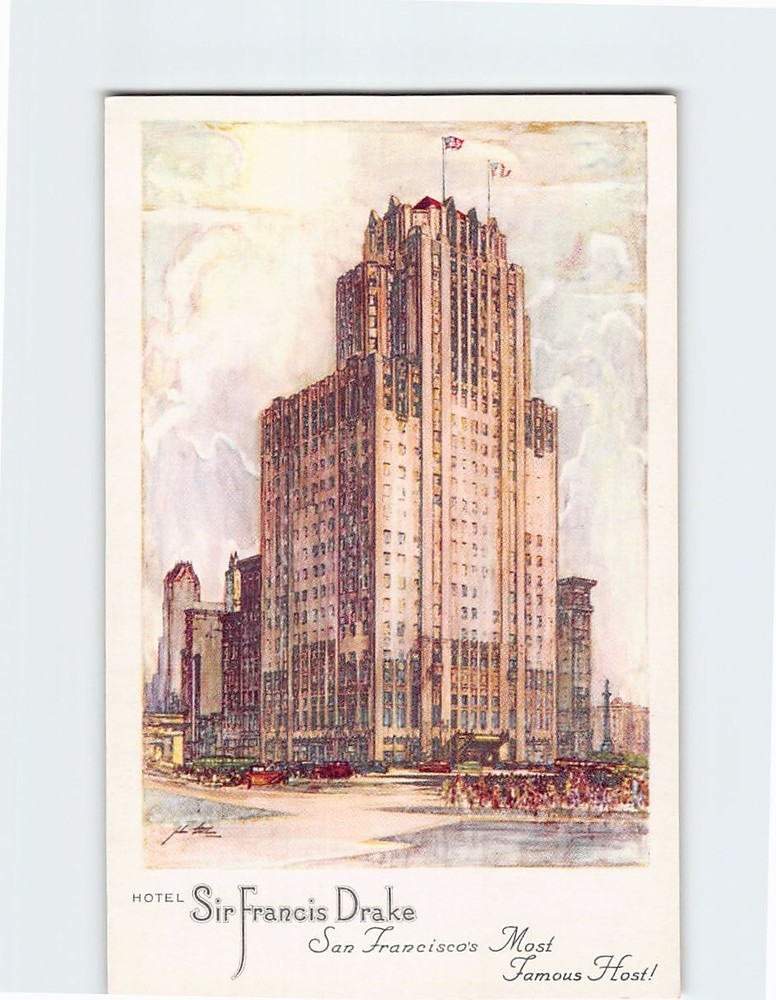 Postcard Hotel Sir Francis Drake San Francisco California USA