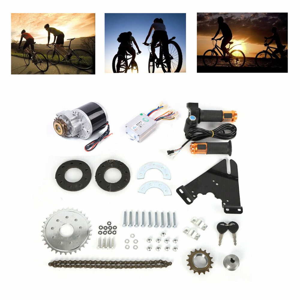 36V 350W Electric Bike Conversion Kit EBike Brush Motor Set For Left Chain Drive