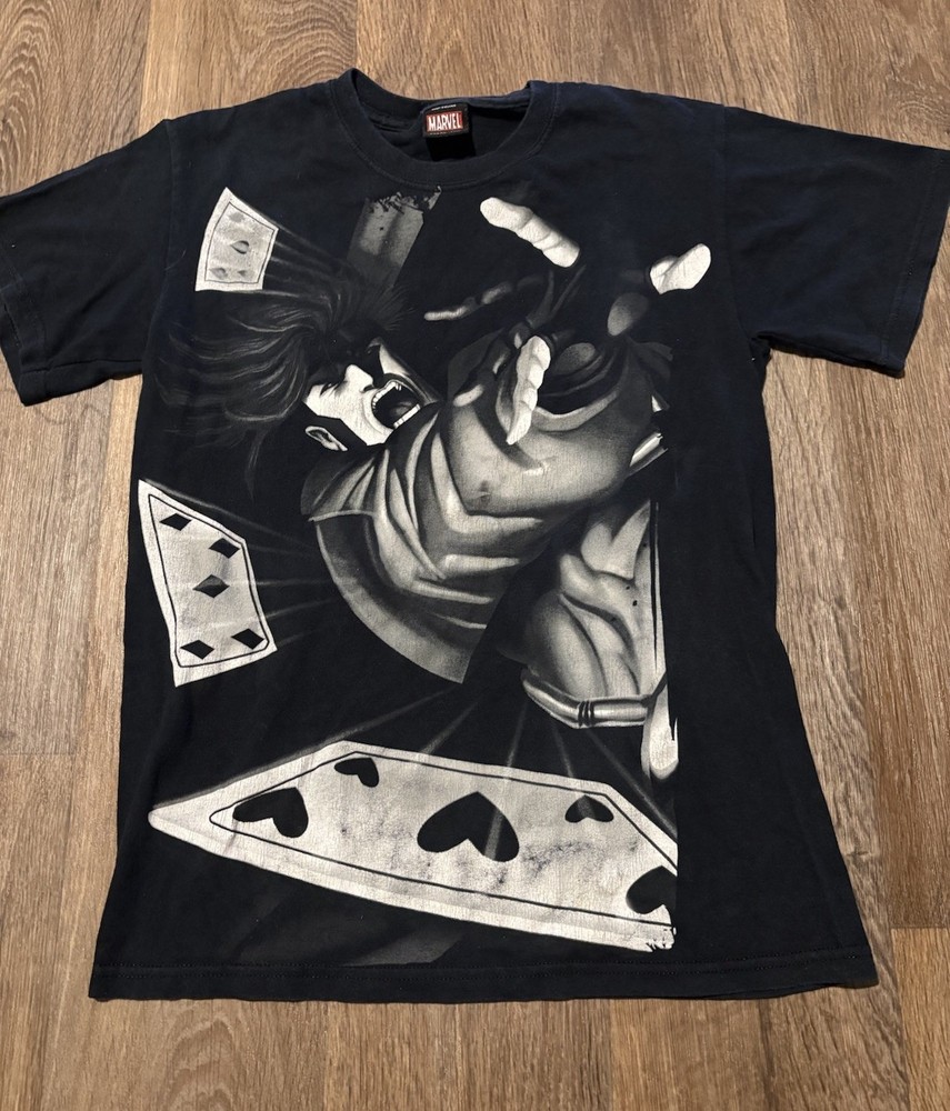 Vintage Marvel Shirt Adult Small Black Gambit X Men Comics Mad Engine Y2K Mens