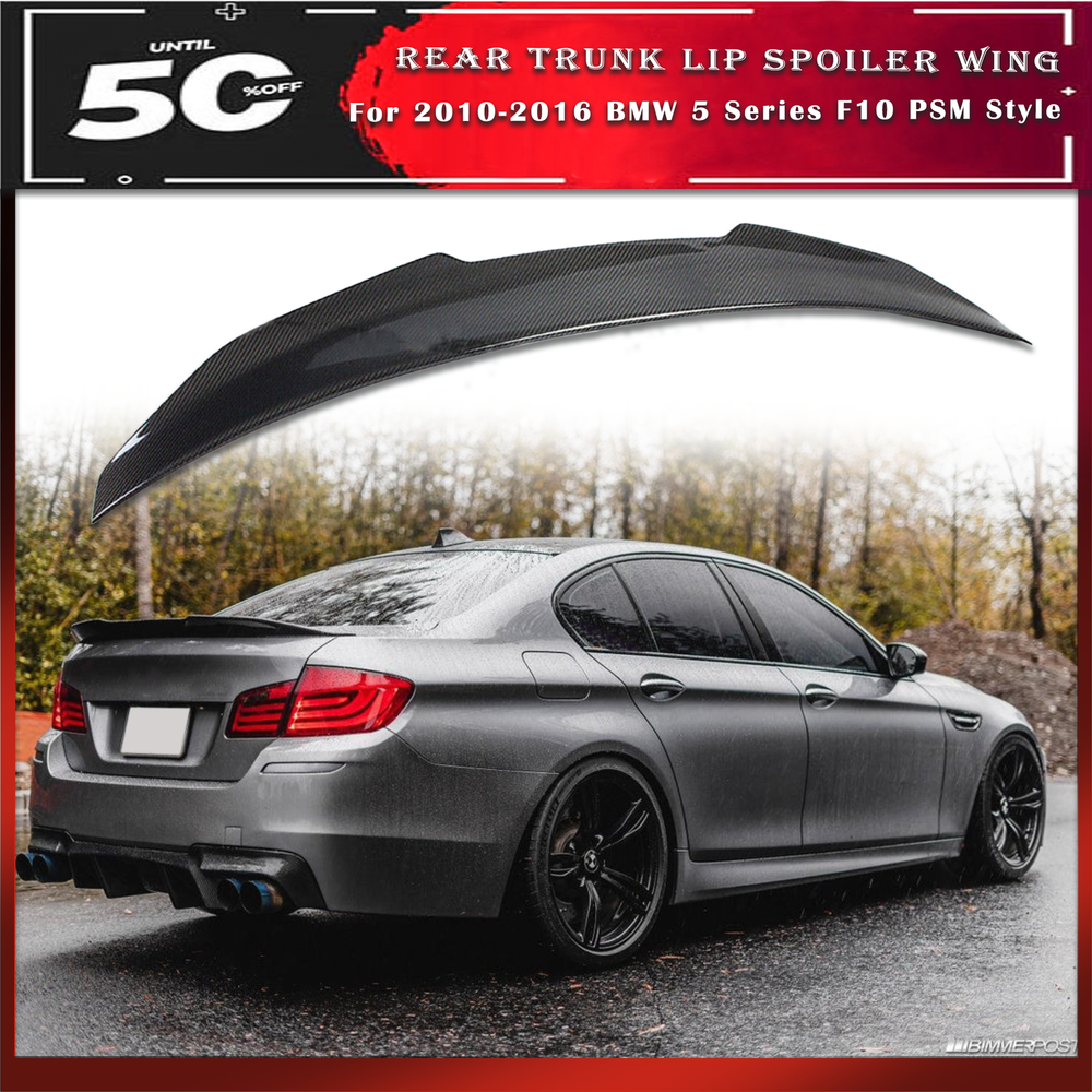 For 2010-2016 BMW 5 Series F10 PSM Style Rear Spoiler Carbon fiber