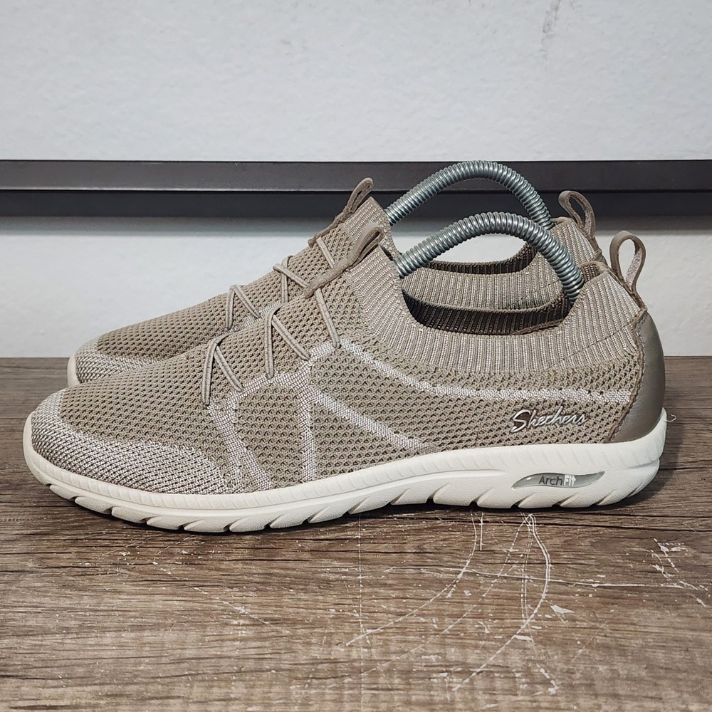 Skechers Arch Fit Flex Women's Casual Slip-On Shoes Sneakers Size 9.5 Taupe