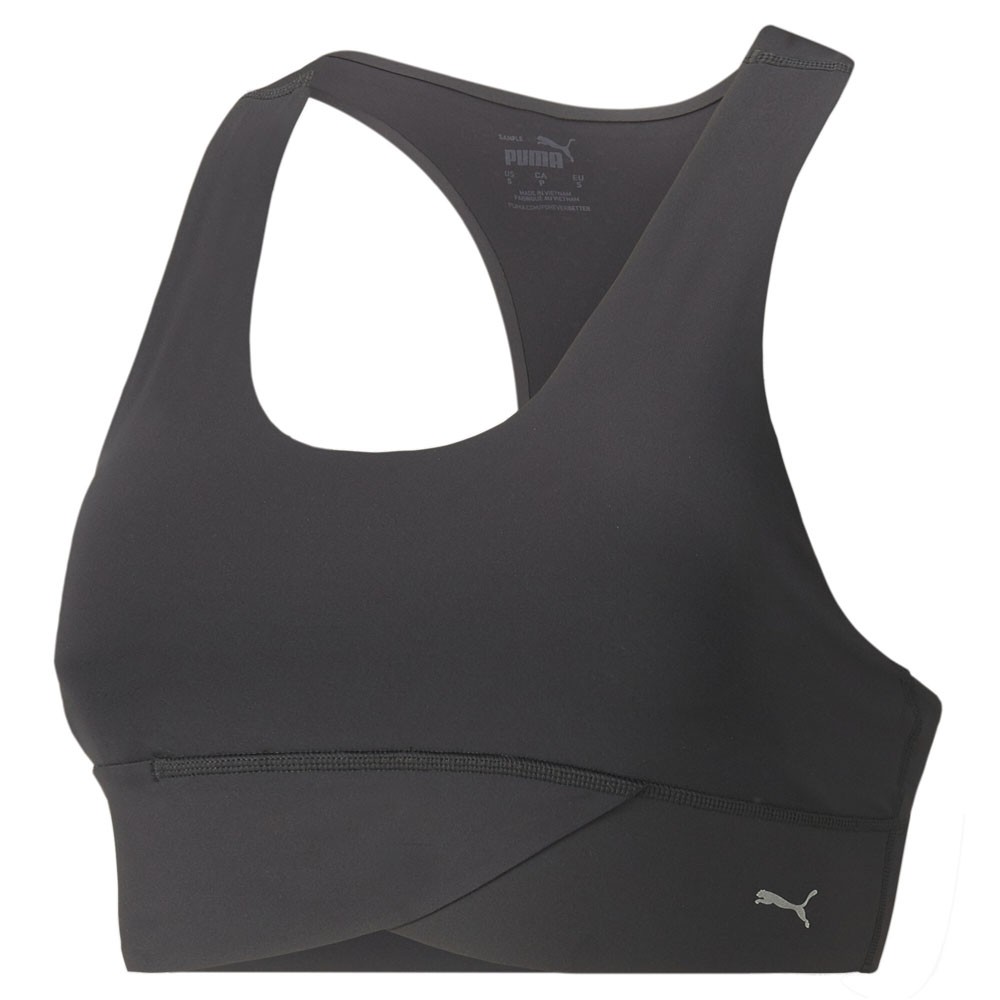 PUMA Mid Impact Forever Luxe Sports Bra Womens Black Casual 52029751