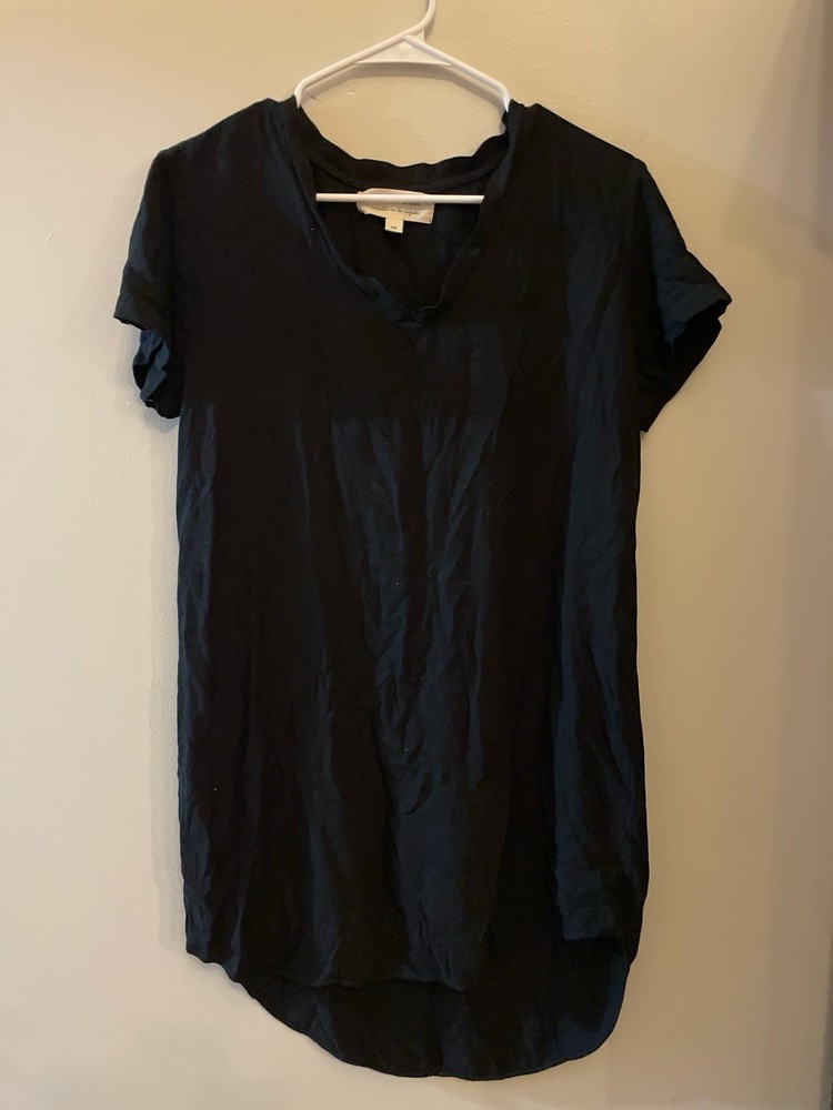 cloth & stone Black V-Neck Short Sleeve Women's Regular T-Shirt Size M
