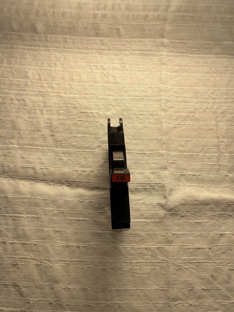 Federal Pacific 15A 1-Pole Circuit Breaker 120V Black Plug-In AC Plastic On/Off