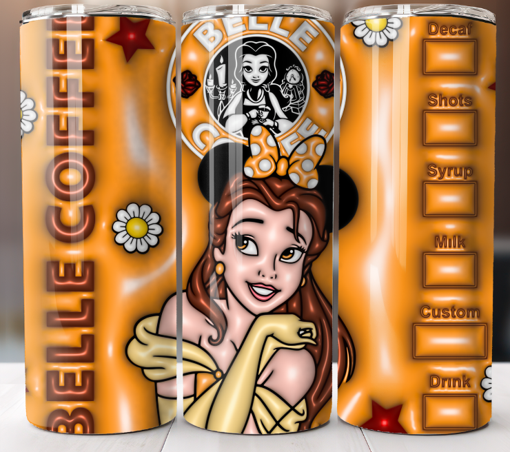 Belle Cartoon Tumbler 20 oz Skinny Cup Mug Stainless Steel