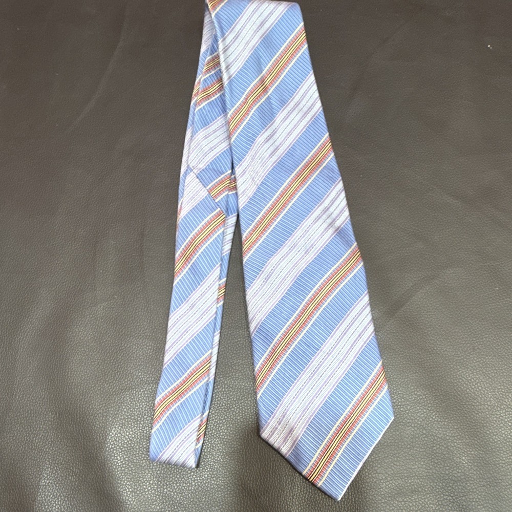 Peebles Men's Tie Striped Pattern Blue Red Yellow White Black