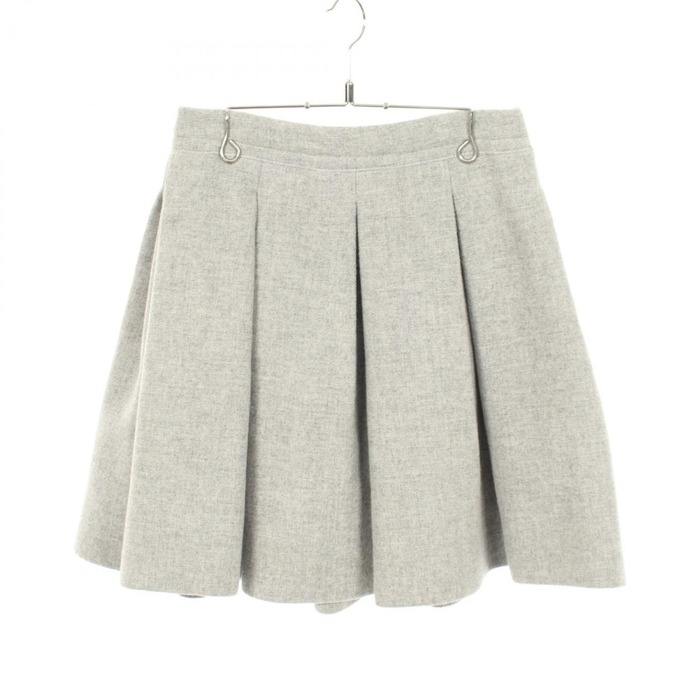 Miu Miu Pleated Flare Mini skirt MG720 wool Gray #40 Used Women