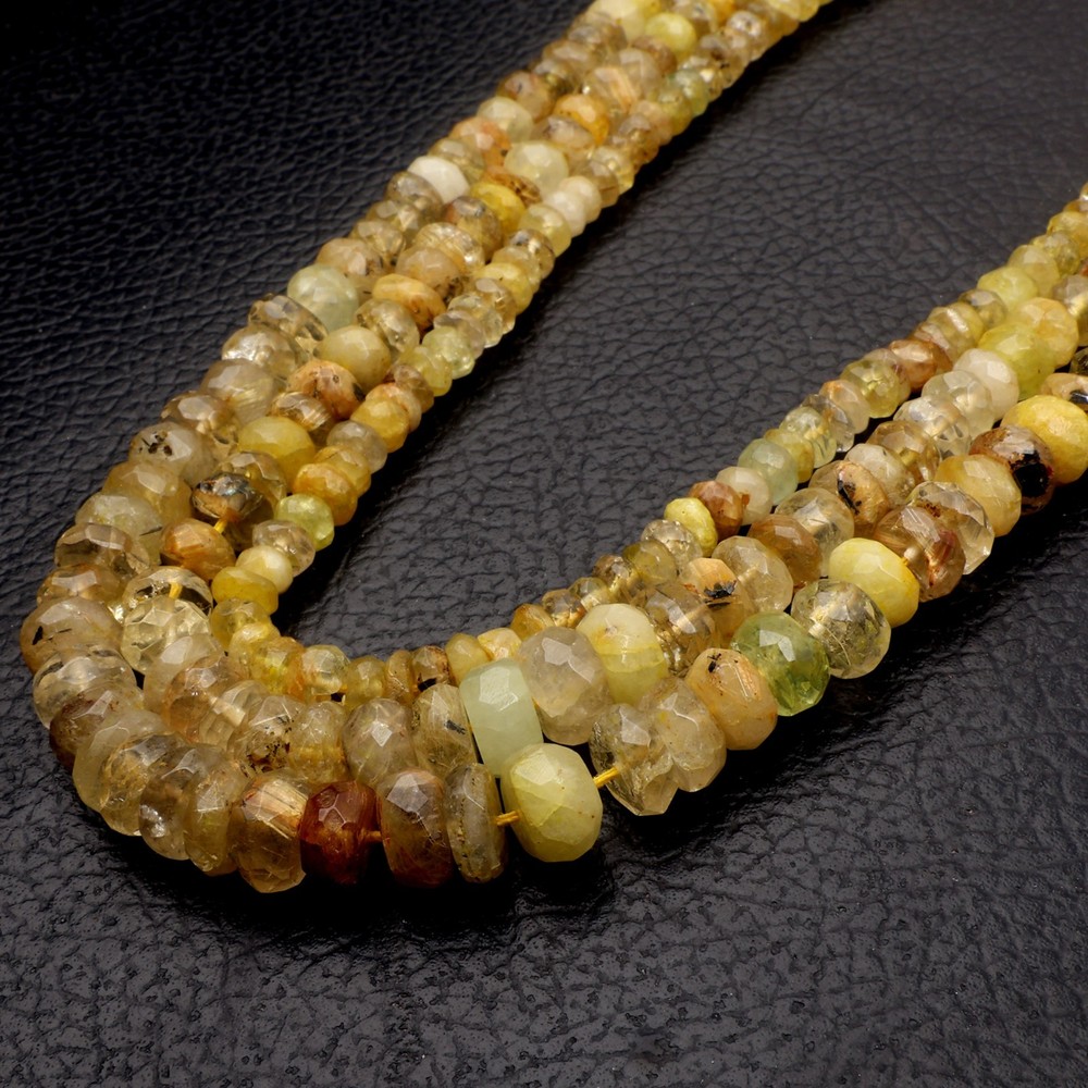 Natural Heliodor Beads 16 Inch Strand 4-7 MM Beads Faceted Rondelle Shape Beads