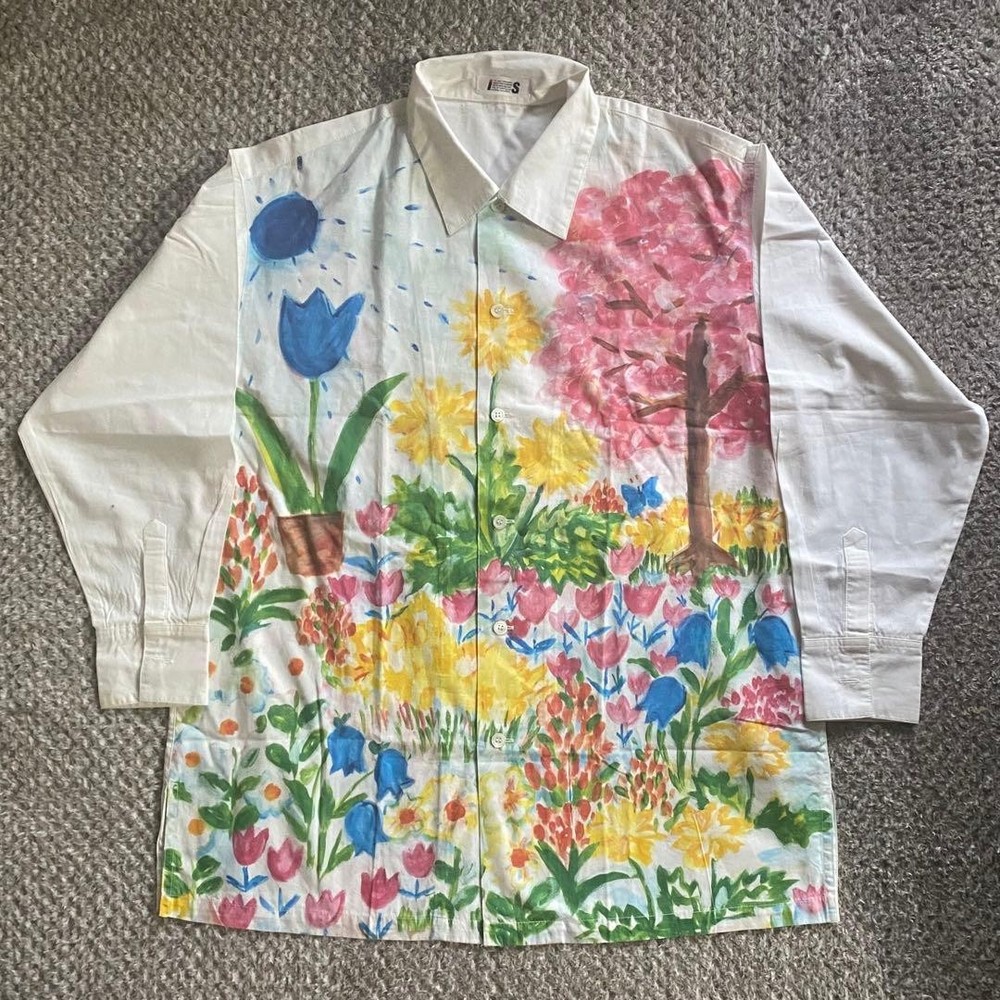 IS Issey Miyake Floral Long sleeves Shirt Size M White Good Used From Japan