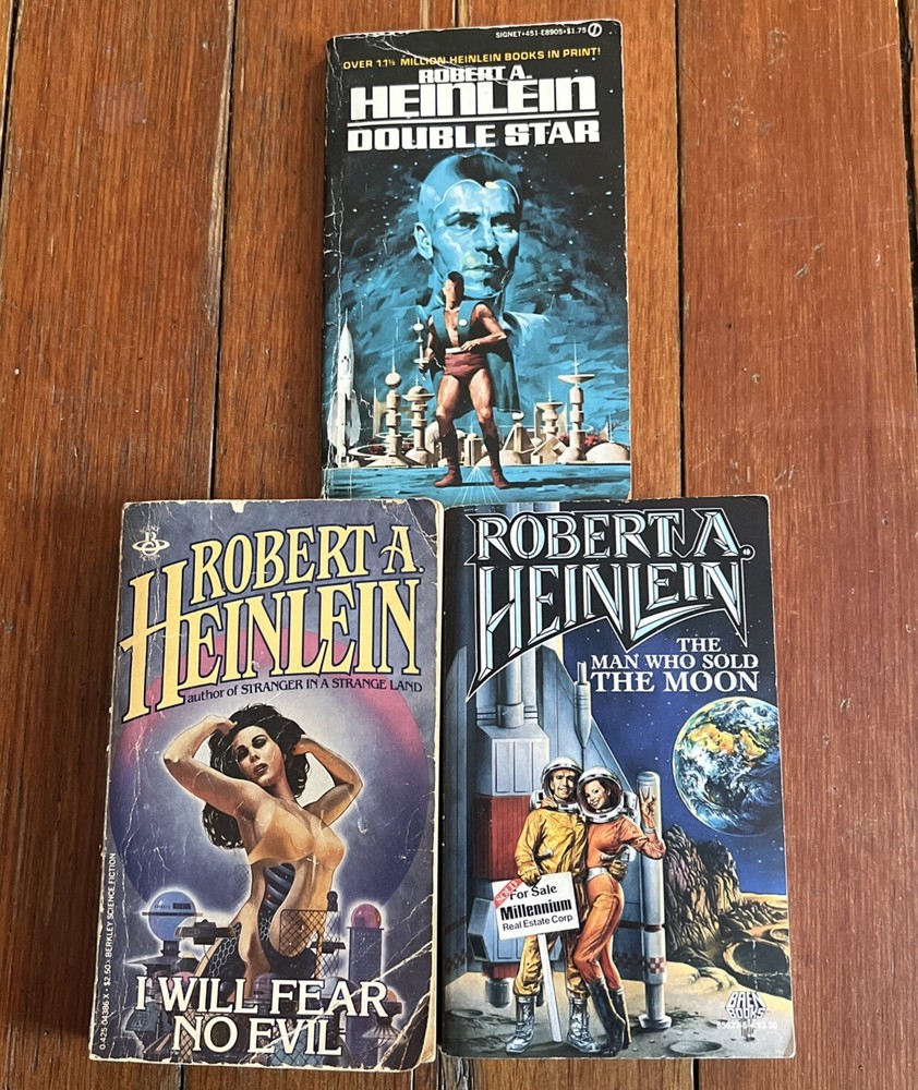 Lot Of 3 Robert A Heinlein sci-fi paperback novels From 50’s 70’s And 80’s