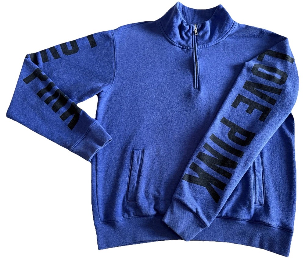 🤍Victoria’s Secret PINK Logo 1/4 Zip Pullover-Bluish Purple-Size S🤍