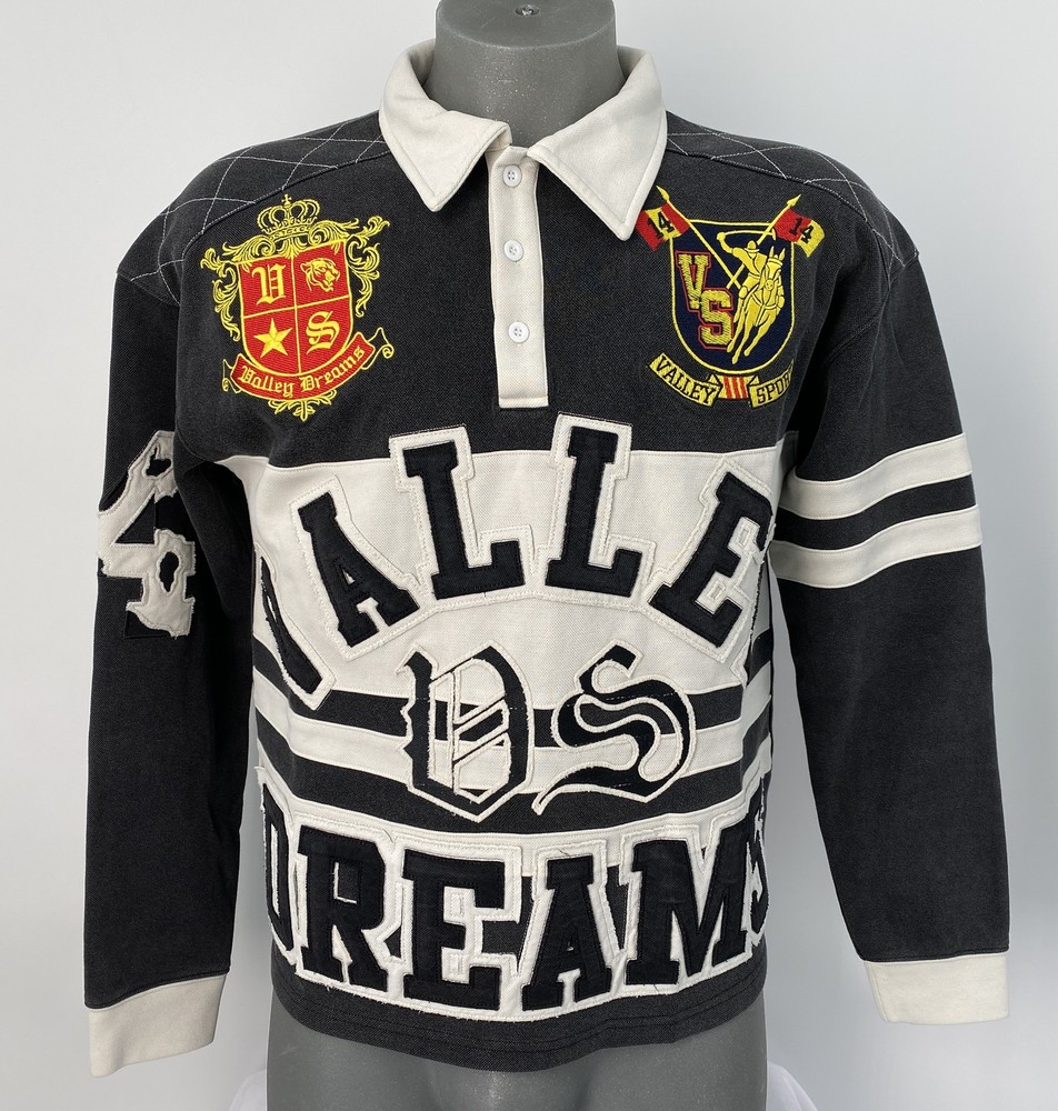 Vale Forever Mens T-Shirt Black/Multi Size S Valley Dreams Rugby Long Sleeve