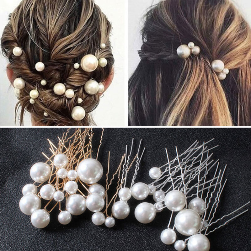 Simulated Pearl Hair Accessories Ushaped Pin Metal Barrettes DIY Fashion