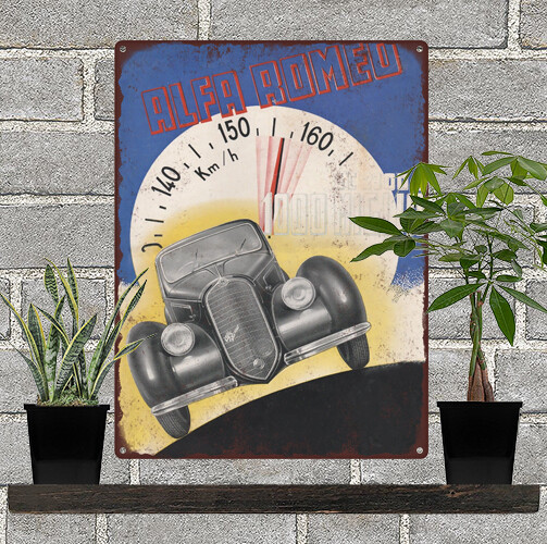 1937 Alfa Romeo 6C 2300 B 1000 Mille Miglia Man Cave Metal Sign 9x12
