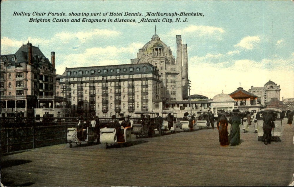 Rolling Chair Parade Hotel Dennis Brighton Casino Atlantic City NJ c1910