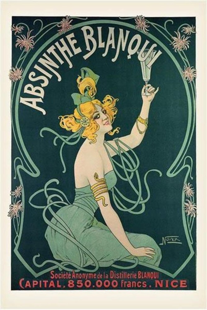 Nover Absinthe Blanqui Art Nouveau Vintage Reproduction Print Poster 24x36-image